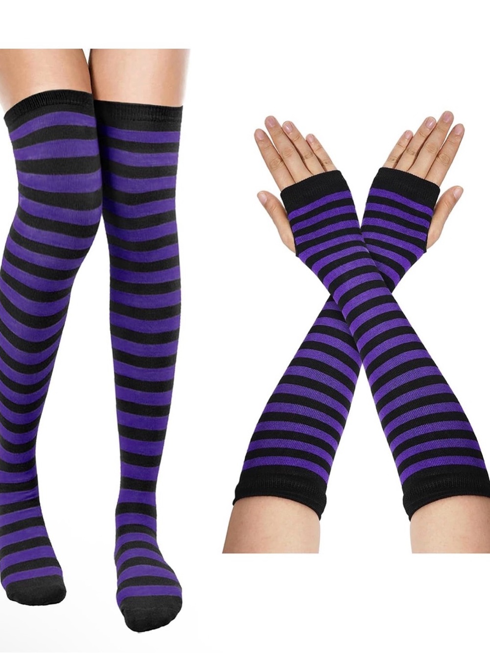 Striped Knee-High - Black & Purple socks only